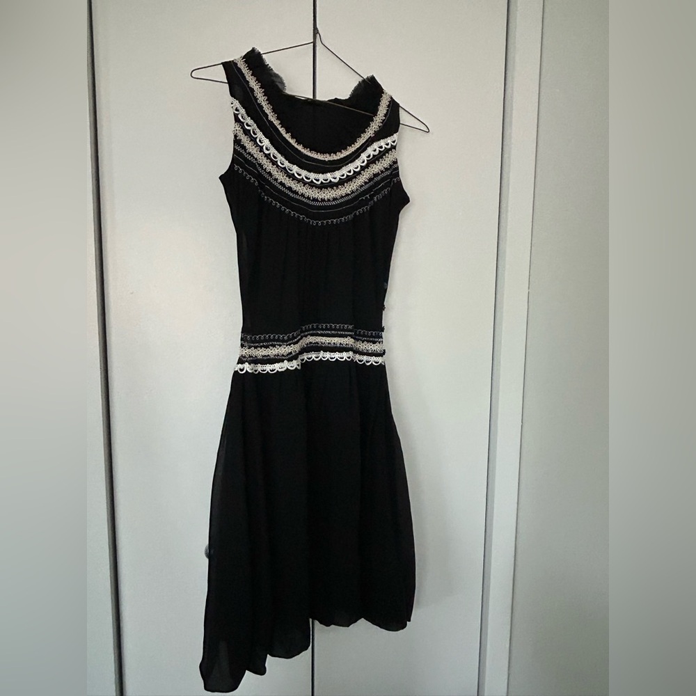 Elegant Black and White Lace Dress